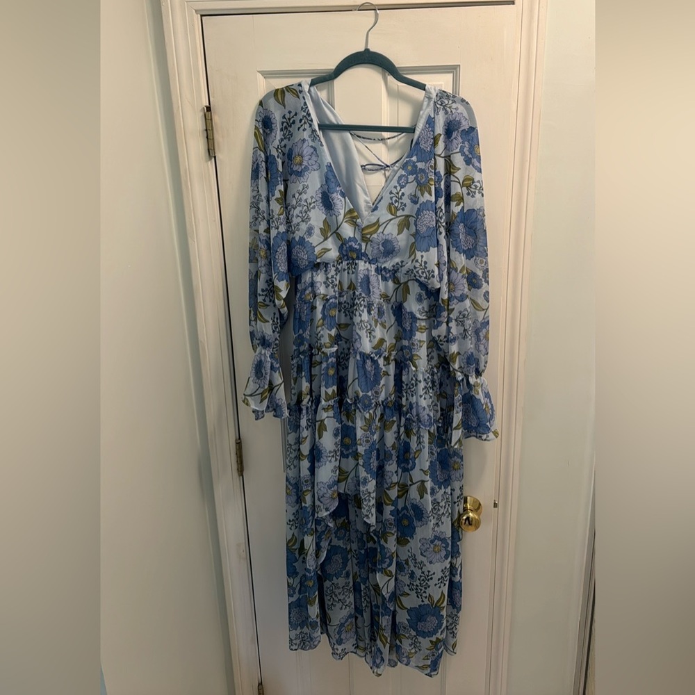 Sol Floral Long Sleeve High-Low Maxi Dress